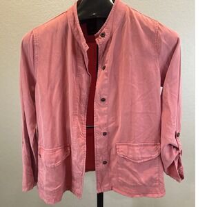 Sanctuary Pink Utility Jacket Mandarin Collar Roll Tab Sleeve‎ Size S